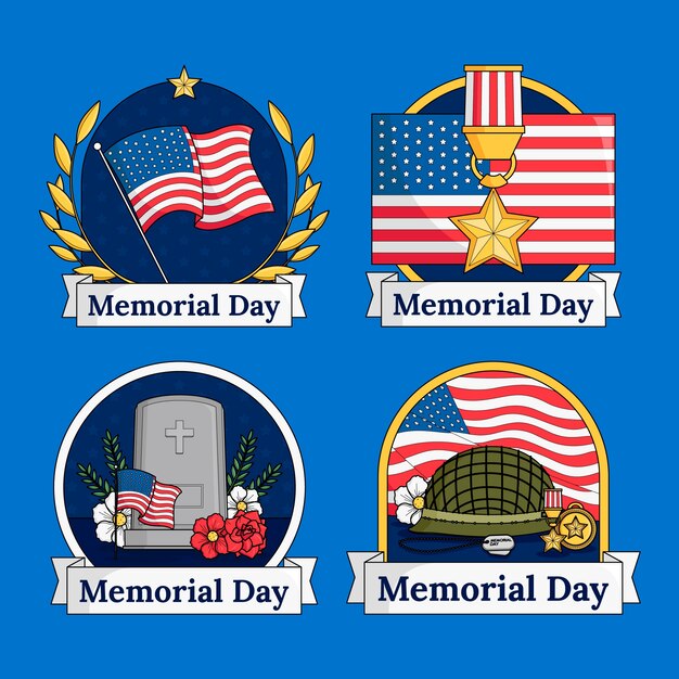 Labels collection for usa memorial day celebration