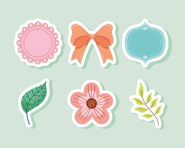 labels and nature decoration icons