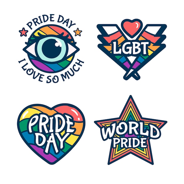 Labels with pride day event celebration