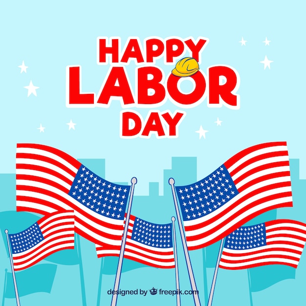 Labor day background with american flags