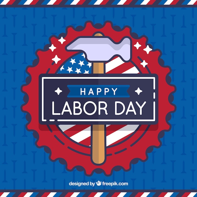 Labor day background with hammer in linear style