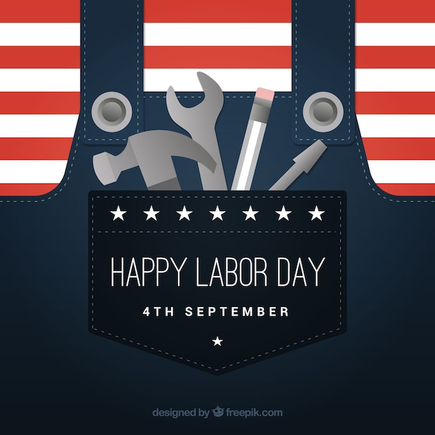 Labor day background with tools in pocket