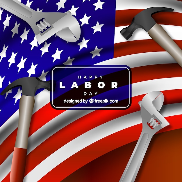 Free Vector labor day background with tools in realistic style