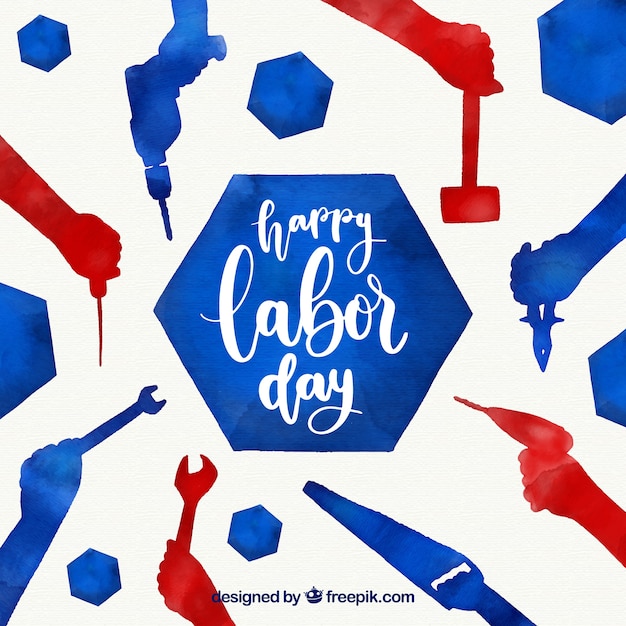 Free Vector labor day background with tools in watercolor style