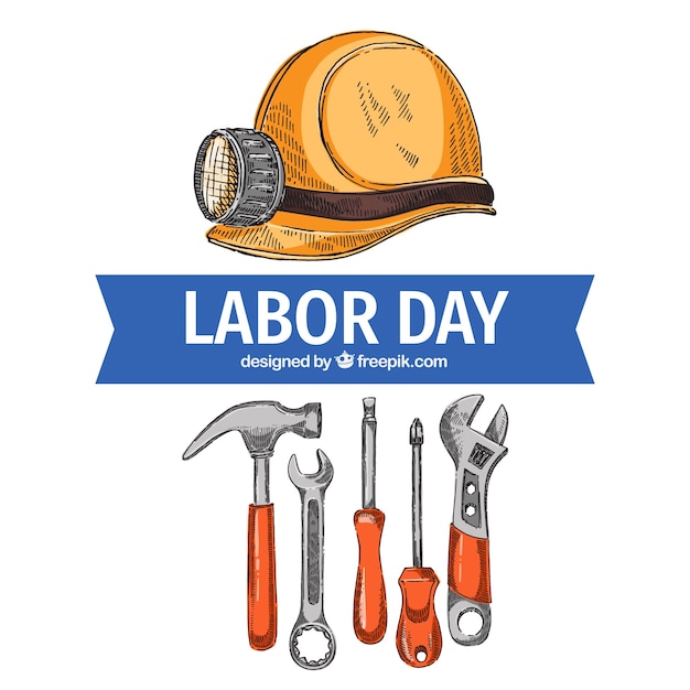 Free vector labor day background with tools