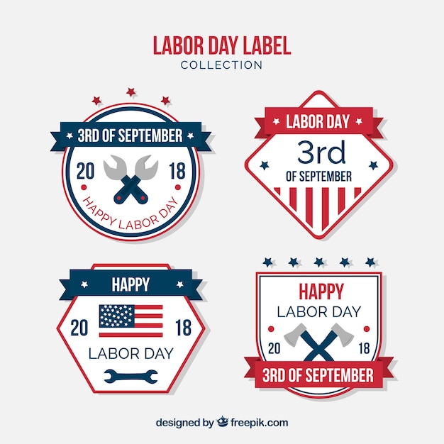 Free Vector labor day badge collection with flat design