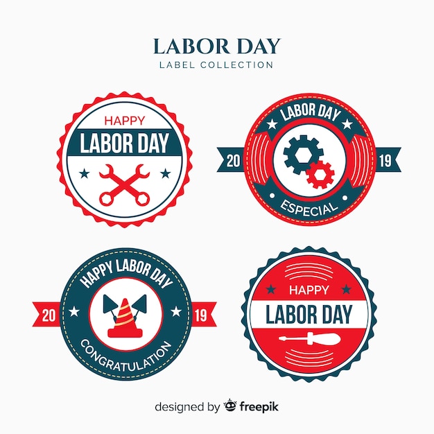 Free Vector labor day badge collection