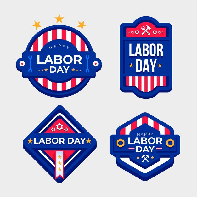 Labor day badge set theme