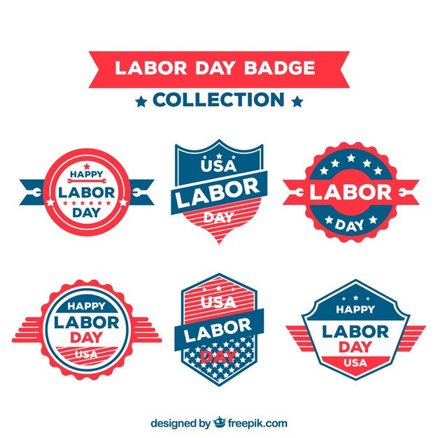 Labor day badges collection in flat style