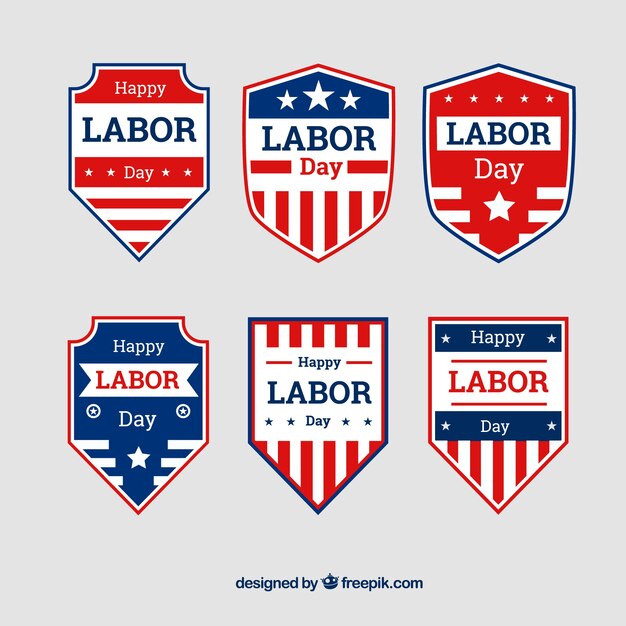 Labor day badges collection in flat style