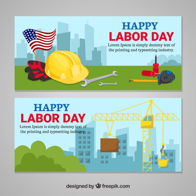 Labor day banners in flat style