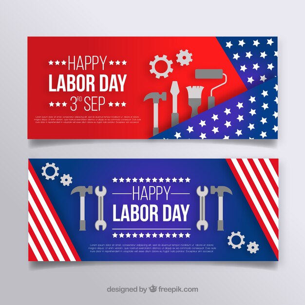 Labor day banners with flat design