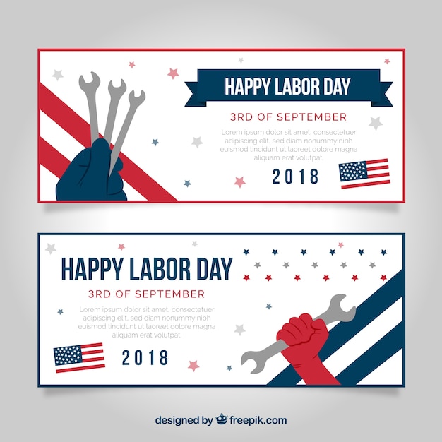 Free Vector labor day banners with flat design