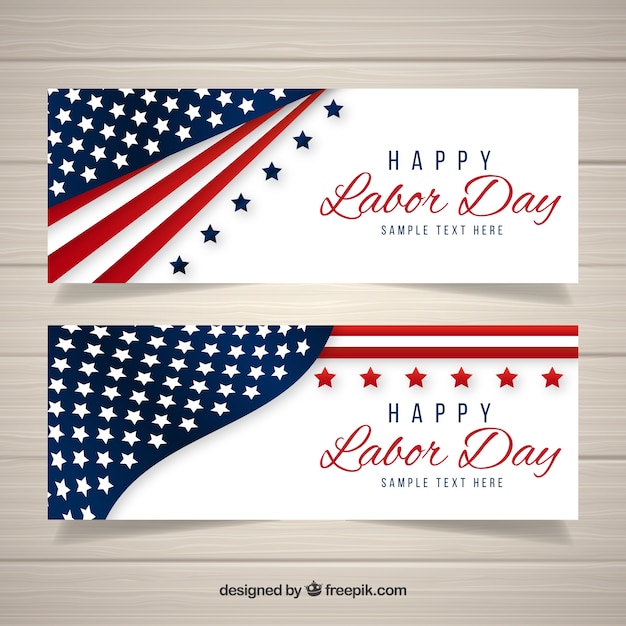 Free Vector labor day banners with realistic style