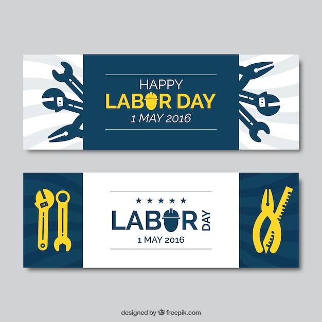 Labor day banners with tools