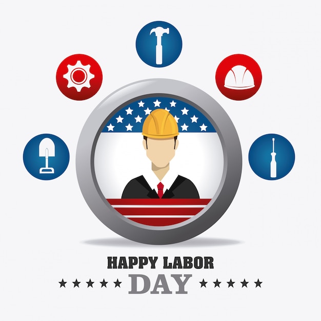 Free Vector labor day card design.