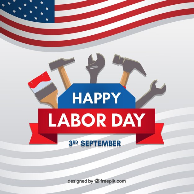 Labor day composition with flat design