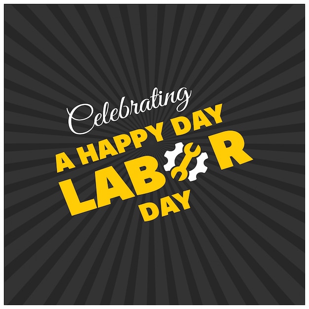 Free vector labor day design on black starburst background