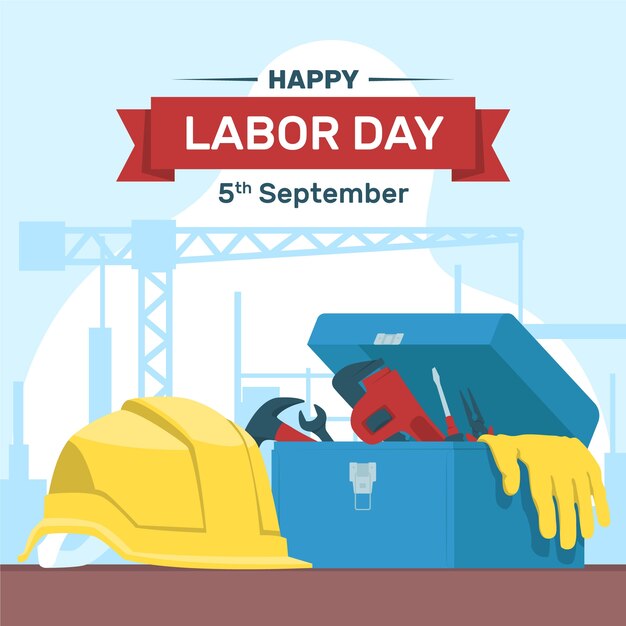 Labor day hand drawn flat illustration