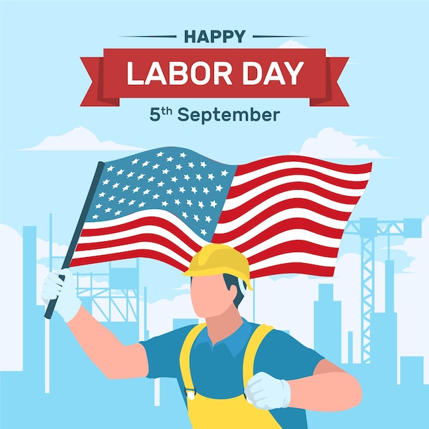 Labor day hand drawn flat illustration