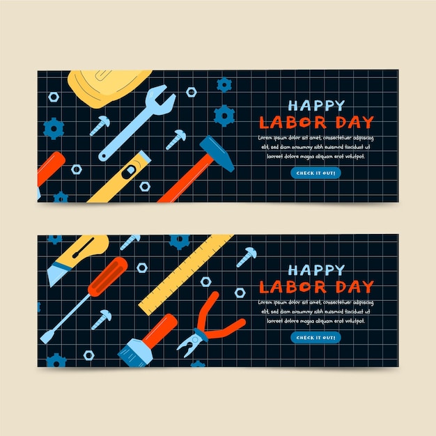 Free Vector labor day horizontal banners set