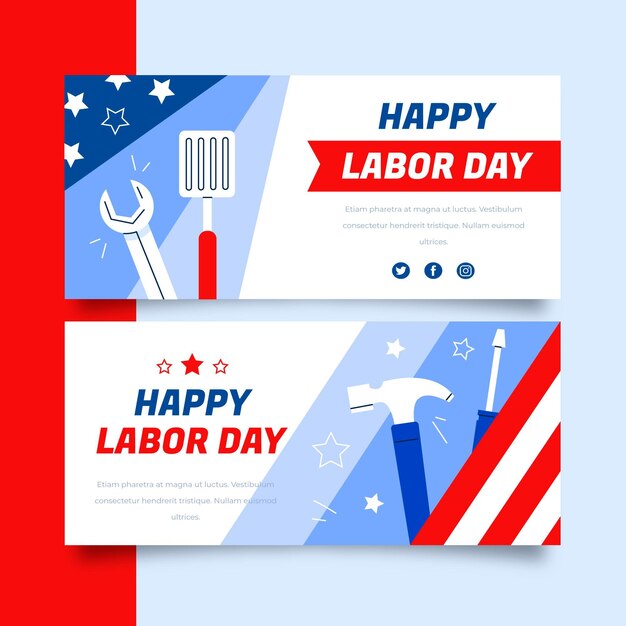 Labor day horizontal banners set