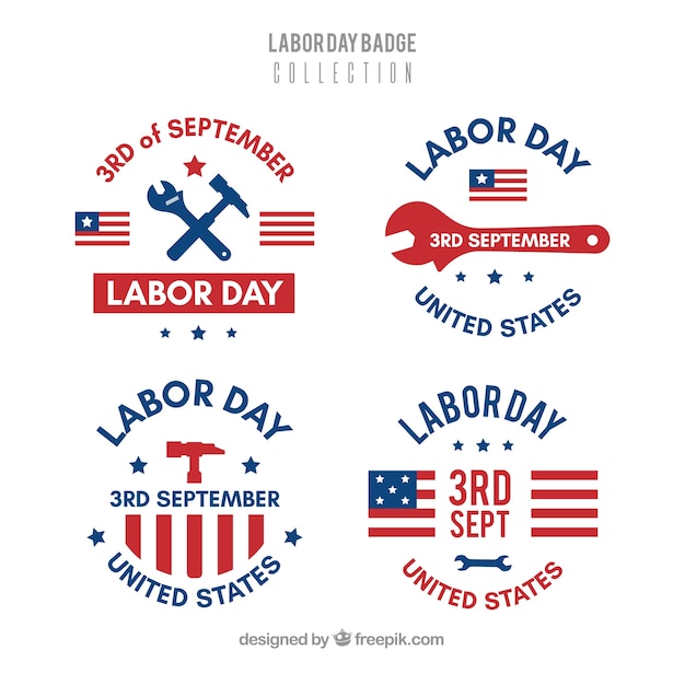 Labor day label collection with flat design