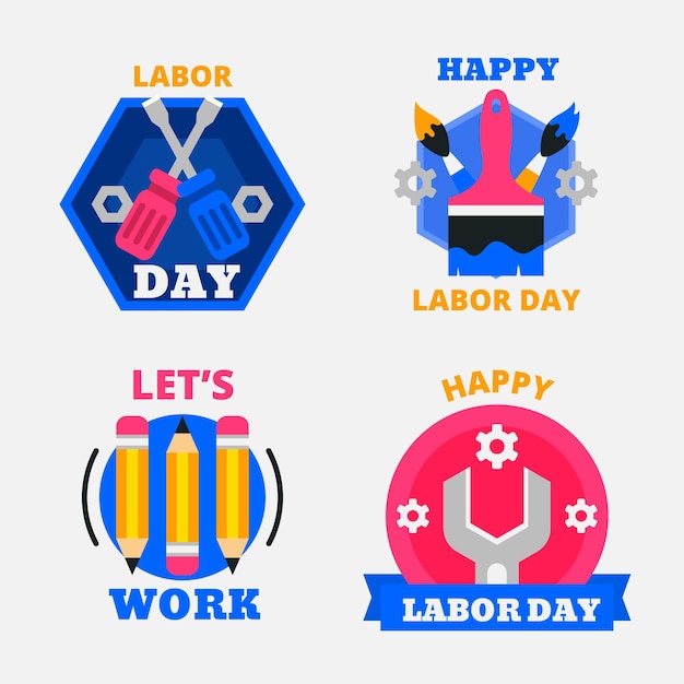 Free Vector labor day labels collection