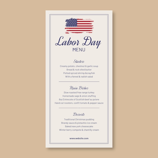 Free Vector labor day menu  template design