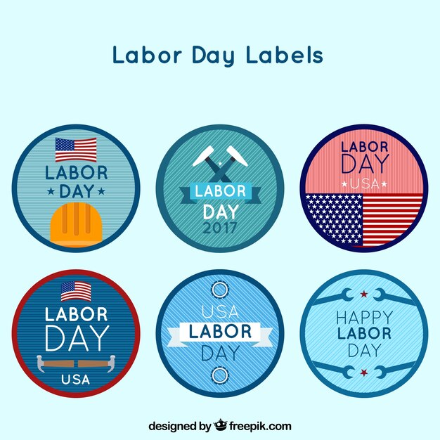 Labor day rounded labels collection