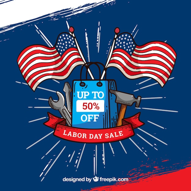 Free Vector labor day sale background with tools