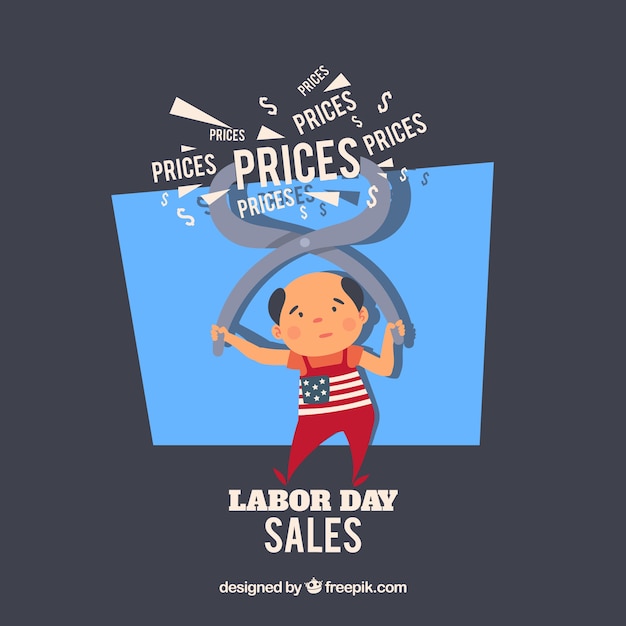 Free Vector labor day sale background with worker