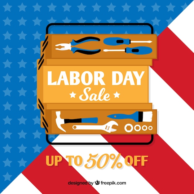 Free Vector labor day sale composition with flat design