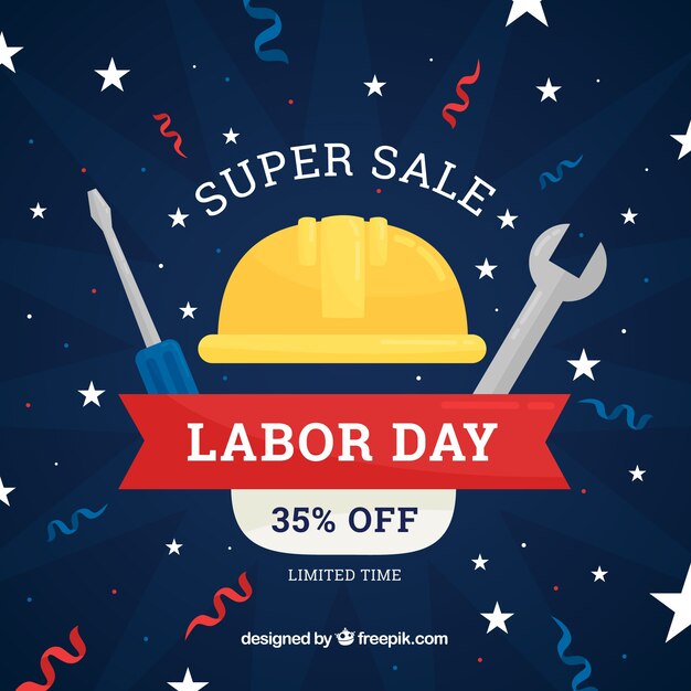 Labor day sale composition with flat design