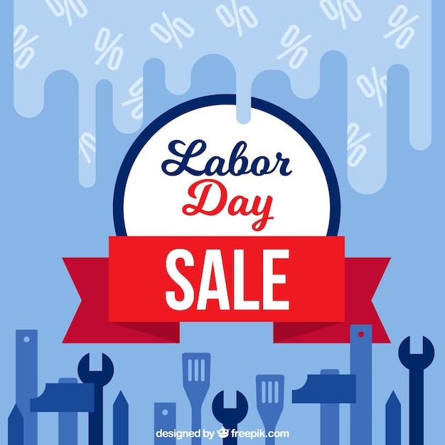 Labor day sale composition with flat design