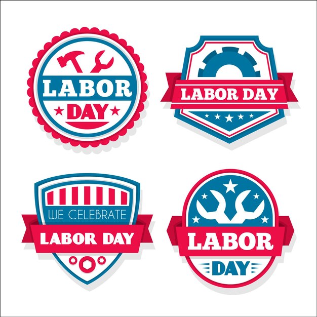 Labor day (usa) label/badge collection in flat design