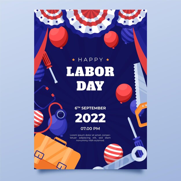 Labor day vertical flyer template