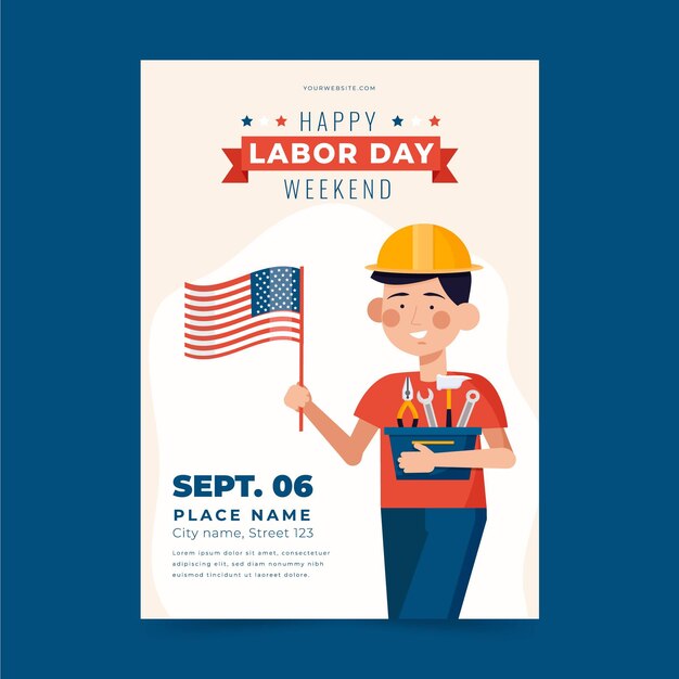 Labor day vertical flyer template