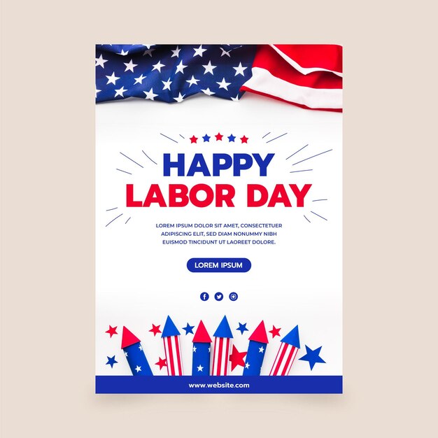 Labor day vertical poster template with photo