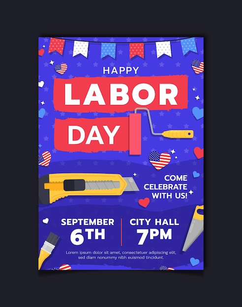 Labor day vertical poster template