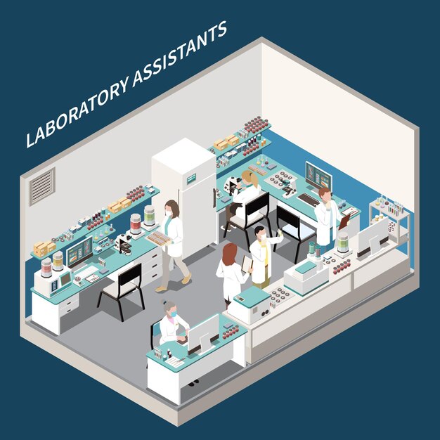 Laboratory diagnostics analysis service isometric composition