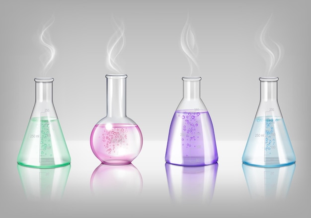 Laboratory glassware of different shapes illustration