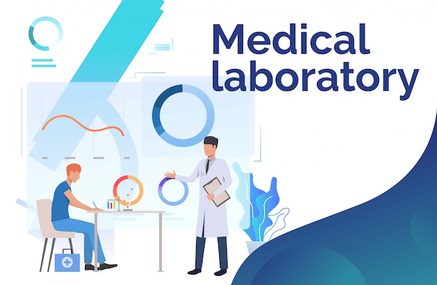 Free vector laboratory workers working with medical data