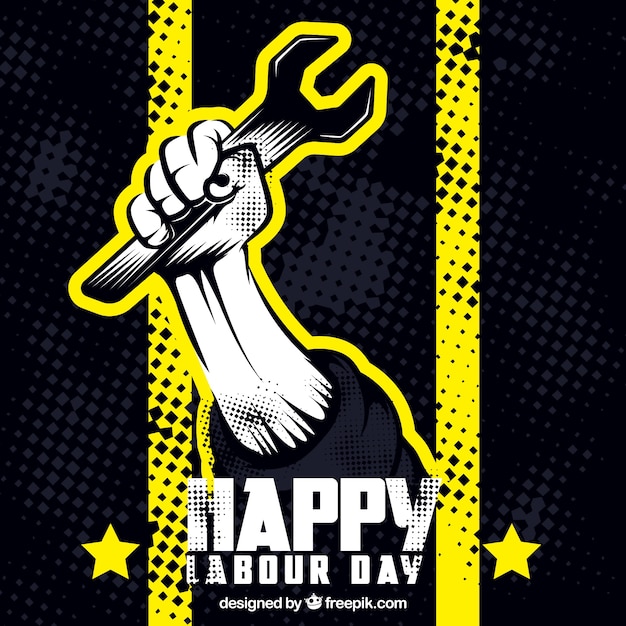 Free Vector labour day background with yellow details