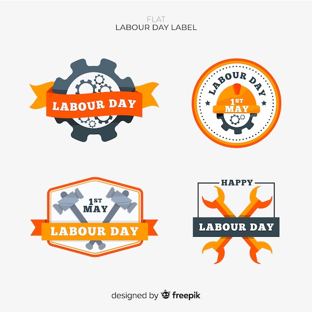 Free Vector labour day badge collection