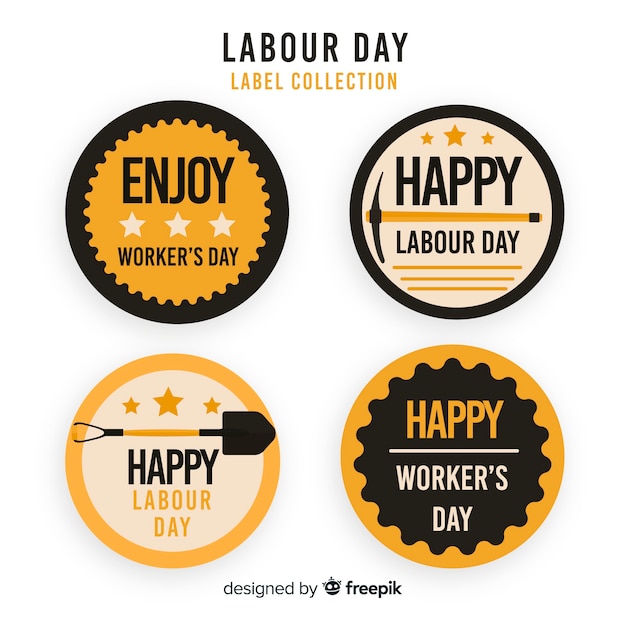 Free Vector labour day label collection