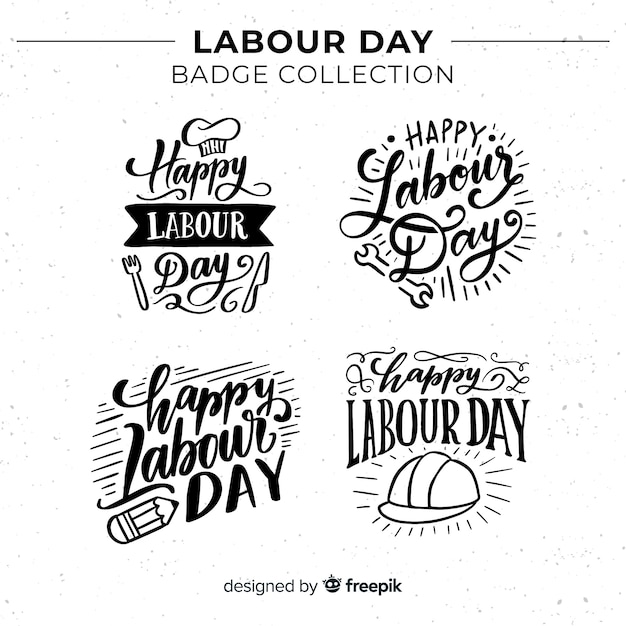 Free vector labour day label collection