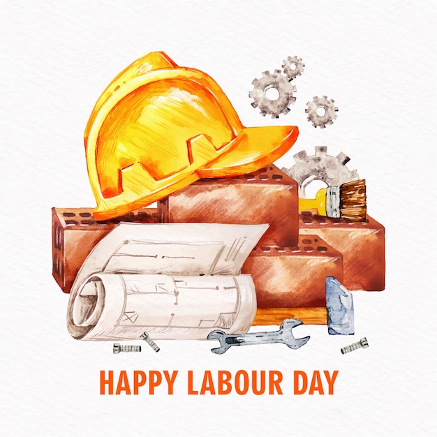 Free Vector labour day with hard hat