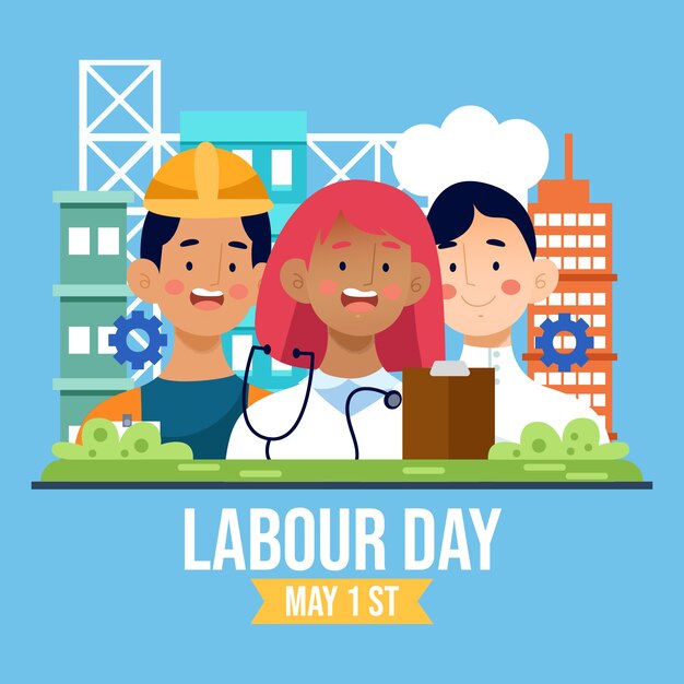 Labour day with people illustrated