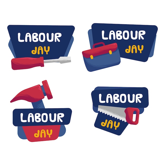 Free Vector labour work tools hand drawn badges